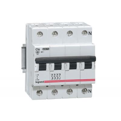 Автоматический выключатель Legrand DX3, 4 модуль, C класс, 4P, 16А, 10кА, (LEG.407928)