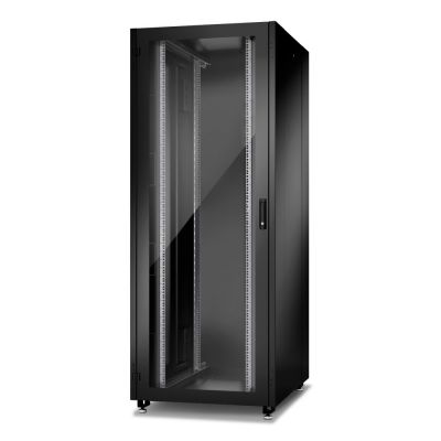 Шкаф телекоммуникационный напольный Eurolan N2000, 18U, 945х800х800 мм (ВхШхГ), дверь: стекло, боковая панель: сплошная съемная, разборный, чёрный