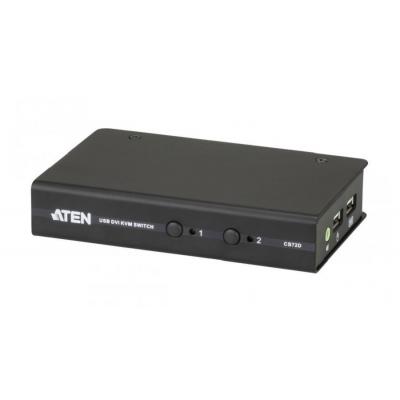 Переключатель KVM Aten, портов: 2, 25х82х125 мм (ВхШхГ), USB, цвет: чёрный