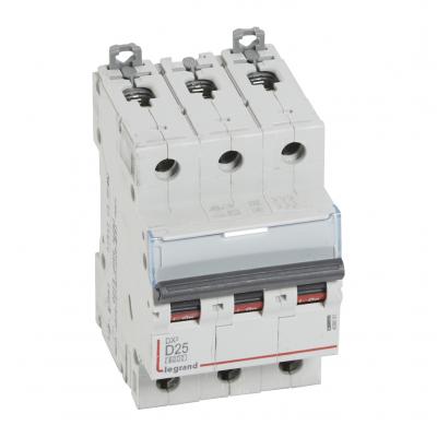 Автоматический выключатель Legrand DX3, 3 модуль, D класс, 3P, 25А, 10кА, (LEG.408091)