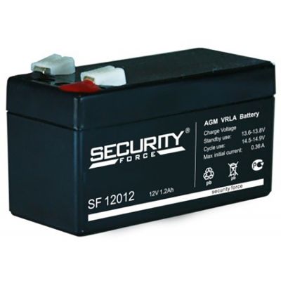 Аккумулятор для ИБП Security Force SF, 52х43х97 мм (ВхШхГ) 12 V 1,2 Ач, цвет: чёрный, (SF 12012)