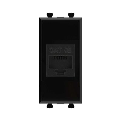 Розетка компьютерная DKC Avanti, 1x RJ45, кат. 5е, 1 модуль, 70,9х36,9 мм (ВхШ), упаковка: 1 шт, цвет: чёрный квадрат, (DKC.4402661)