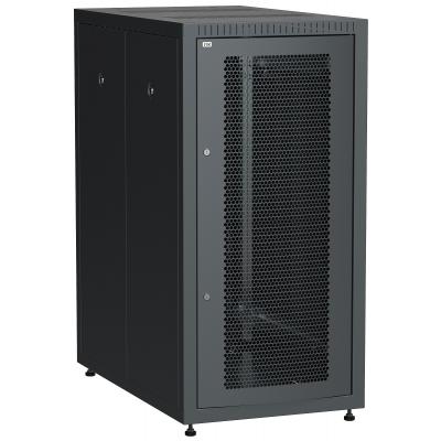 Шкаф серверный напольный ITK LINEA E, IP20, 24U, 1200х600х1000 мм (ВхШхГ), дверь: перфорация, боковая панель: сплошная съемная, разборный, цвет: чёрны