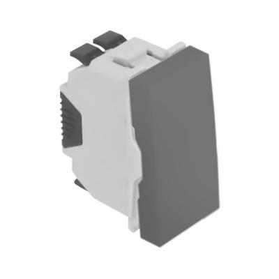 Перекрестный выключатель Efapel QUADRO 45, одноклавишный, без подсветки, 10А, 45х22,5 мм (ВхШ), цвет: алюминий, 1 модуль (45050 SAL)