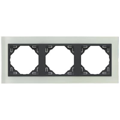 Рамка Efapel Logus90, 3 поста, плоская, универсальная, цвет: стекло/серый (90930 TCS)