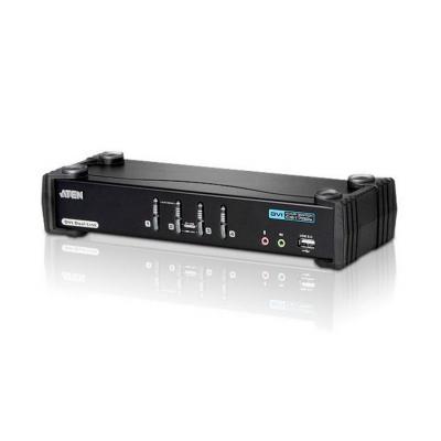 Переключатель KVM Aten, Altusen, портов: 4, 550х870х270 мм (ВхШхГ), USB, поддержка 3D мониторов, цвет: чёрный