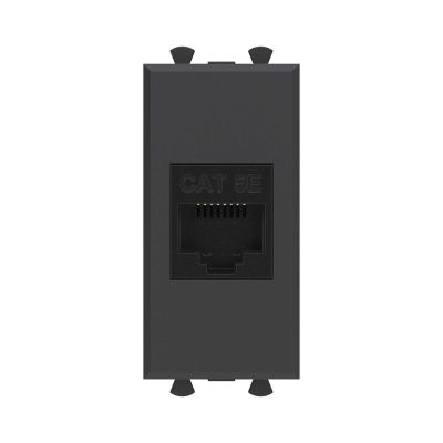 Розетка компьютерная DKC Avanti, 1x RJ45, кат. 5е, 1 модуль, 70,9х36,9 мм (ВхШ), упаковка: 1 шт, цвет: чёрный матовый, (DKC.4412661)
