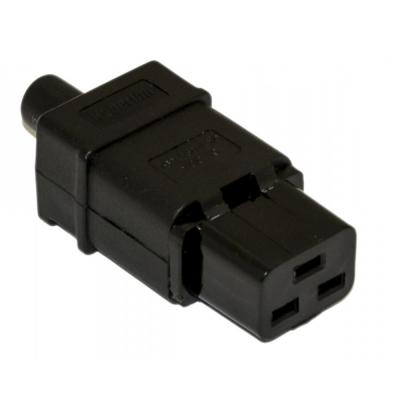 Вилка Hyperline, вилка IEC 320 C19, 16А, для кабеля, разборная, цвет: чёрный