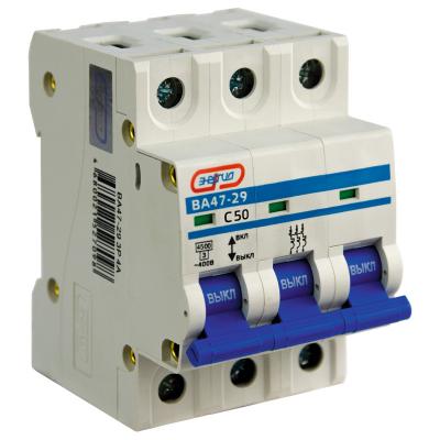 Автоматический выключатель Энергия ВА47-29, 3 модуль, C класс, 3P, 50А, 4,5кА, (Е0301-0101)