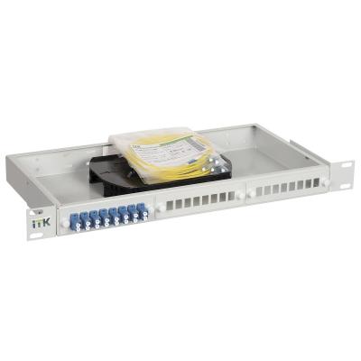 Кросс-панель ITK, 1HU, портов: 24 LC (Duplex) OS2, установлено адаптеров: 12невыдвижная, прямая, цвет: серый