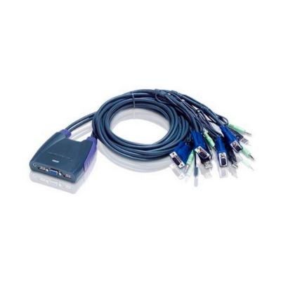 Переключатель KVM Aten, Petite, портов: 4, 26х97,2х94,1 мм (ВхШхГ), USB, цвет: пластик