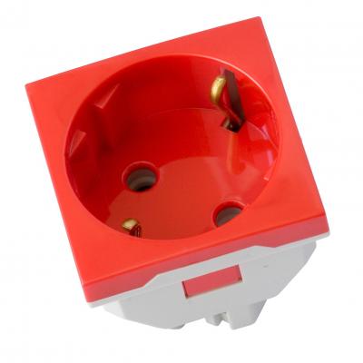 Розетка электрическая Efapel QUADRO 45, 2к+З, 16А, 45x45, 45 град., цвет: красный, винтовое подключение
