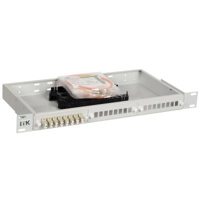 Кросс-панель ITK, 1HU, портов: 24 LC (Duplex) OM2, установлено адаптеров: 12невыдвижная, прямая, цвет: серый