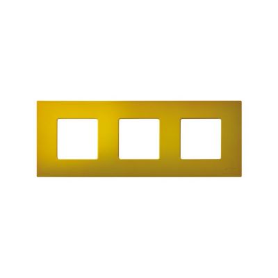 Рамка Simon Simon 27 Play, 3 поста, 86х236 мм (ВхШ), плоская, универсальный, цвет: жёлтый (2700637-081)