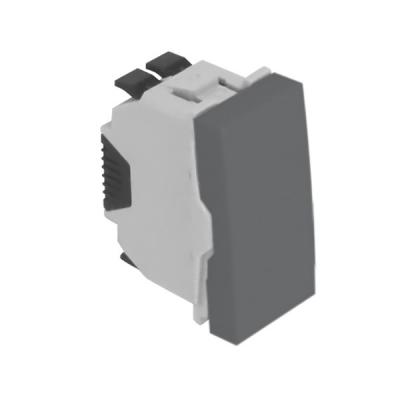 Выключатель-кнопка Efapel QUADRO 45, одноклавишный, без подсветки, 10А, 45х22,5 мм (ВхШ), цвет: алюминий, но+нз, 1 модуль (45166 SAL)