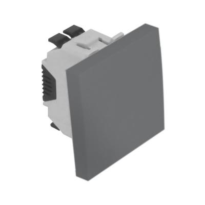 Выключатель-кнопка Efapel QUADRO 45, одноклавишный, без подсветки, 10А, 45х45 мм (ВхШ), цвет: алюминий, но+нз, 2 модуля (45150 SAL)