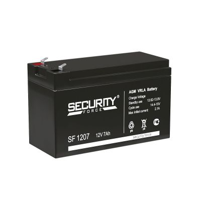 Аккумулятор для ИБП Security Force SF, 94х65х151 мм (ВхШхГ) 12 V 7 Ач, цвет: чёрный, (SF 1207)