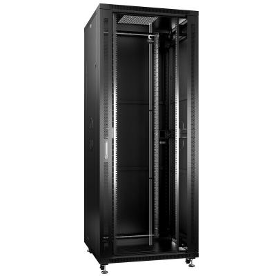 Шкаф телекоммуникационный напольный Cabeus, IP20, 42U, 2055х800х800 мм (ВхШхГ), дверь: стекло, боковая панель: сплошная, разборный, цвет: чёрный