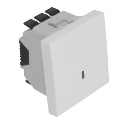 Перекрестный выключатель Efapel QUADRO 45, одноклавишный, с подсветкой, 10А, 45х45 мм (ВхШ), цвет: белый матовый, 2 модуля (45052 SBM)