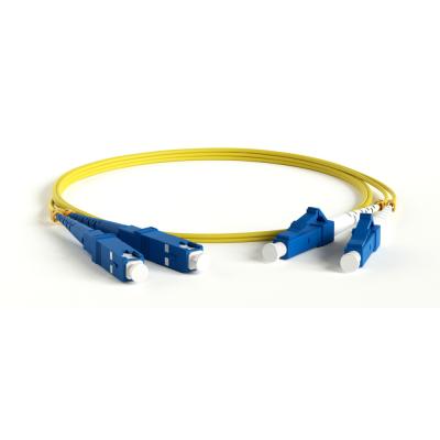 Комм. шнур оптический Hyperline, Duplex LC/SC (UPC), OS2 9/125, LSZH, 20м, Ø 2мм, синий хвостовик, цвет: жёлтый