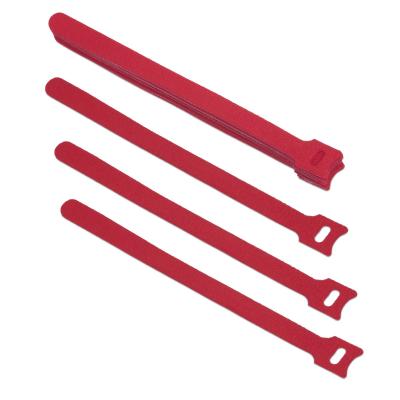 Стяжка кабельная на липучке Cabeus, открывающаяся, 14 мм Ш, 210 мм Д, 10 шт, материал: полиамид, цвет: красный