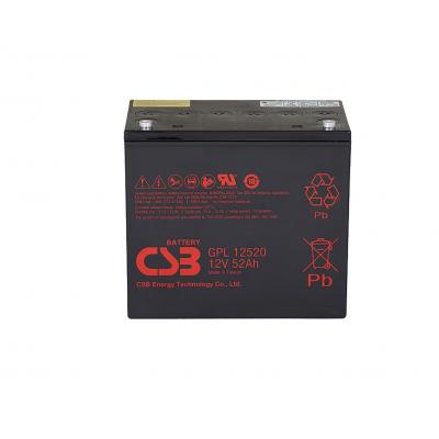 Аккумулятор для ИБП CSB Battery GPL, 201,3х138,4х228 мм (ВхШхГ),  необслуживаемый свинцово-кислотный,  12V/52 Ач, (GPL 12520)