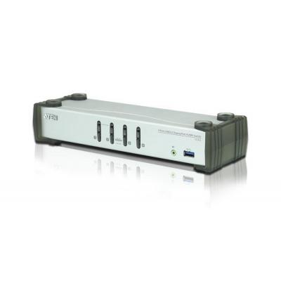 Переключатель KVM Aten, портов: 4, 55,5х88х270 мм (ВхШхГ), USB, цвет: металл