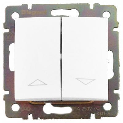 Переключатель Legrand Valena, двухклавишный, без подсветки, 10А, внутренняя, 58х51 мм (ВхШ), цвет: белый, с электроблокировкой (774414)