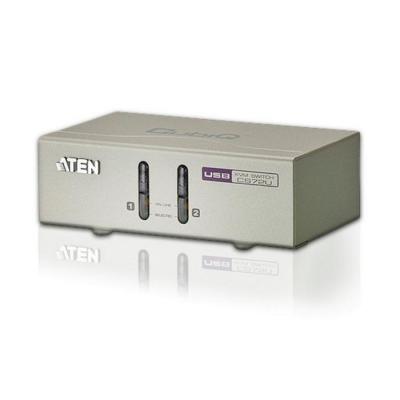 Переключатель KVM Aten, портов: 2 х SPHD-18, 44х76,5х130 мм (ВхШхГ), USB, цвет: металл