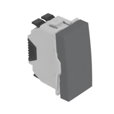 Выключатель-кнопка Efapel QUADRO 45, одноклавишный, без подсветки, 10А, 45х22,5 мм (ВхШ), цвет: алюминий, 1 модуль (45161 SAL)