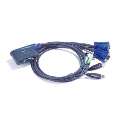 Переключатель KVM Aten, Petite, портов: 2, 26х69х81 мм (ВхШхГ), USB, цвет: серый