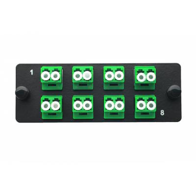 Планка Eurolan Q-SLOT, OS2 9/125, 8 х LC, Duplex, предустановлено 8, для слотовых панелей, цвет адаптеров: зеленый, монтажные шнуры, КДЗС, APC, цвет: 