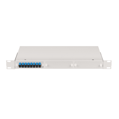 Комм. панель ВО Nikomax NMF, 1HU, портов: 24 LC/UPC (Duplex) OS2, установлено адаптеров: 8невыдвижная, прямая, цвет: серый