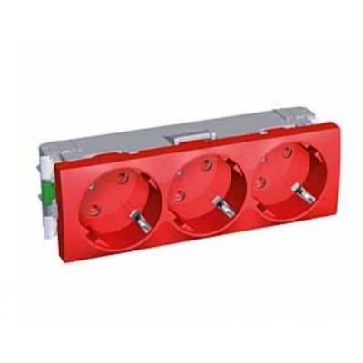 Розетка электрическая Schneider Electric Altira, 3x2к+З, 16А, 135x45, шторки защитные, цвет: красный