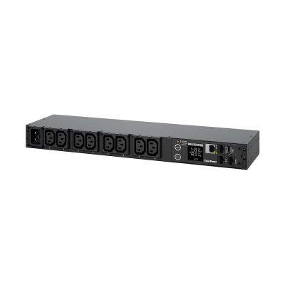 PDU CyberPower Monitored, IEC 320 C13 х 8, вход IEC 320 C20, шнур 3 м, 44х433х112 мм (ВхШхГ), 16А, RJ45, ЖК-дисплей, чёрный, 2 кронштейна (L-короткий,