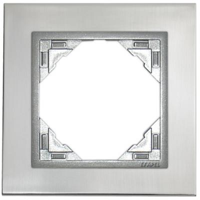Рамка Efapel Logus90, 1 пост, плоская, универсальная, цвет: сталь/алюминий (90910 TIA)