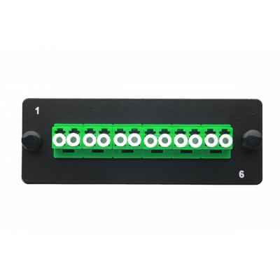 Планка Eurolan Q-SLOT, OS2 9/125, 6 х LC, Duplex, для слотовых панелей, цвет адаптеров: зеленый , монтажные шнуры, APC, КДЗС, цвет: чёрный