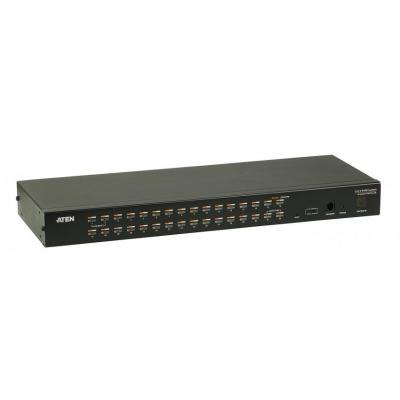 Переключатель KVM Aten, портов: 32, 44х164х437 мм (ВхШхГ), USB, RJ45, PS/2, цвет: чёрный
