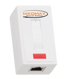 (Архив)Розетка информационная Nikomax, 1x RJ45/8P8C, кат. 5е, экр., 70х66 мм (ВхШ), упаковка: 1 шт, цвет: белый, (NMC-WO1SD2-WT)