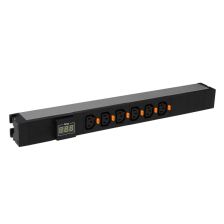 Блок силовых розеток Legrand, IEC 320 C13 х 6, вход клеммная колодка, для шкафов 16А, с амперметром, чёрный