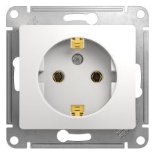 Розетка Schneider Electric Glossa, 2P+E, без подсветки, 16А, для настенного монтажа, 71х71 мм (ВхШ), цвет: белый (GSL000143)