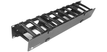 (Архив)Организатор комм. шнуров Siemon RouteIT, 1HU, 102 мм Г, горизонтальный, с 4" кабельным держателем, цвет: чёрный, (с крышкой) 