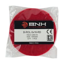 Лента липучая BNH, 16х5000 мм (ШхД), материал: полиамид тканное плетение, цвет: красный