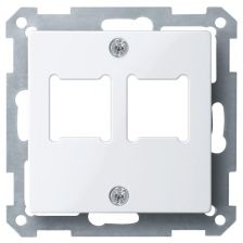 Лиц. панель розеточная Merten System M, 2х RJ11/RJ45, плоская, внутренняя, цвет: полярно-белый (MTN291619)