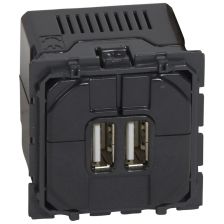 Розетка в сборе Legrand Celiane, 2x USB (Type A), внешняя, 145х95 мм (ВхШ), цвет: чёрный, (LEG.067462)