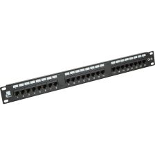 Комм. патч-панель Lanmaster, 19", 1HU, портов: 24, кат. 5е, неэкр., цвет: чёрный, с индикацией, (LAN-PPi24U5E)