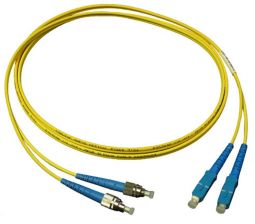 (Архив)Комм. шнур оптический Hyperline, Duplex SC/FC (UPC), OS2 9/125, PVC, 6м, синий хвостовик, цвет: жёлтый