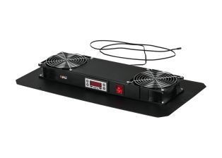 Вентиляторный модуль TLK, термостат, 220V, 57х490х255 мм (ВхШхГ), вентиляторов: 2, 48 дБ, поток: 330 м3/ч, для настенных шкафов, цвет: чёрный