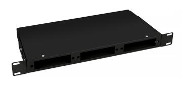 Бокс оптический Cabeus, портов: 24, SC, duplex LC, ST, FC, 48 хОВ, 1U, 214х403х44 мм (ВхШхГ), цвет: чёрный, (FO-CS-19-3FP-BK)