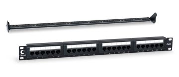 Комм. патч-панель Cabeus, 19", 1HU, портов: 24 х RJ45, кат. 6, неэкр., цвет: чёрный, (PL-24-Cat.6-Dual)